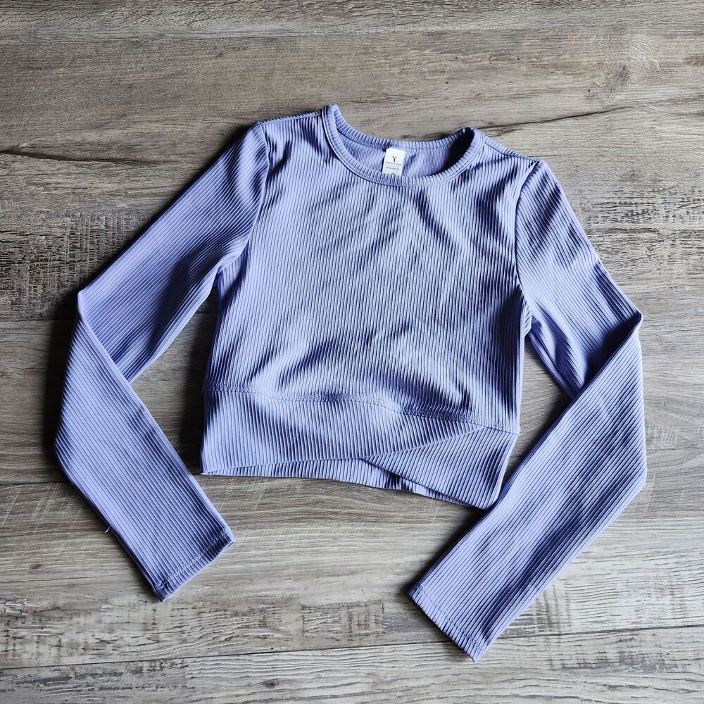 (Girl's M/12) Yogalicious Rib Maisie Crop Long Sleeve Top